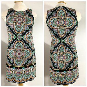 London Times Sleeveless Medallion Print Mini Shift Dress Size 8